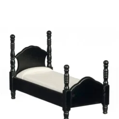Black Dollhouse Miniature Twin Bed