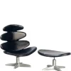 Black Dollhouse Miniature Chair & Ottoman