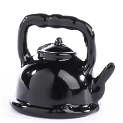 Black Dollhouse Miniature Teapot