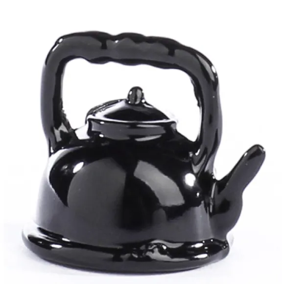 Black Dollhouse Miniature Teapot
