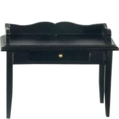 Black Dollhouse Miniature Writing Desk