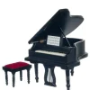 Black Dollhouse Miniature Grand Piano with Bench