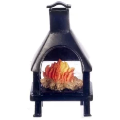 Black Dollhouse Miniature Outdoor Fireplace
