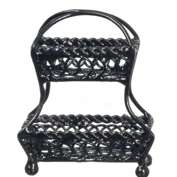 Black Dollhouse Miniature Tiered Basket