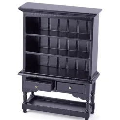 Black Dollhouse Miniature Hutch