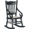 Black Dollhouse Miniature Rocking Chair
