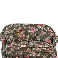 Black Floral Dollhouse Miniature Sofa
