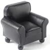 Black Leather Dollhouse Miniature Armchair