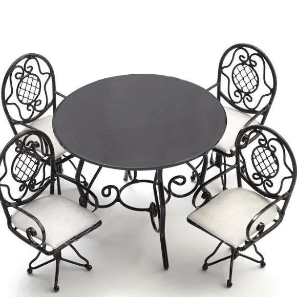 Black Metal Dollhouse Miniature Patio Set
