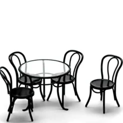 Black Metal Dollhouse Miniature Patio Set