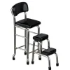 Black 1950s Dollhouse Miniature Kitchen Step Stool Set
