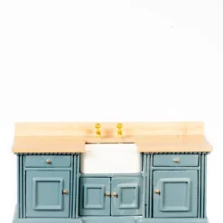 Blue & Oak Dollhouse Miniature Sink & Counter