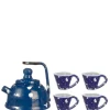 Blue Spatterware Dollhouse Miniature Tea Set