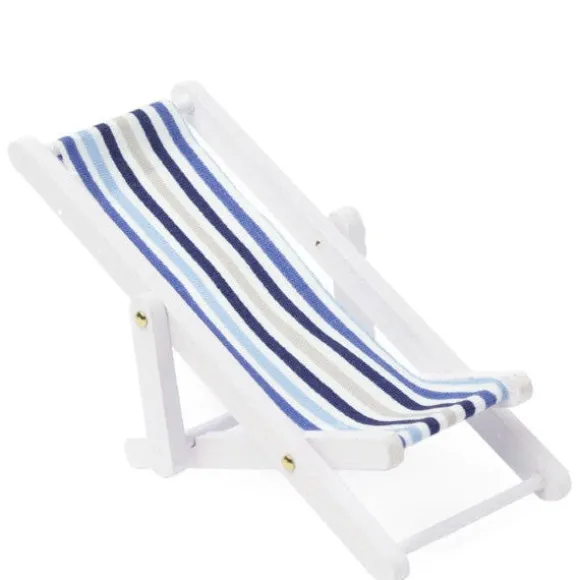 Blue Stripe Dollhouse Miniature Beach Chair