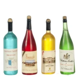 4 Bottle Dollhouse Miniature Wine Set