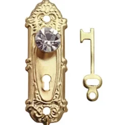 Brass & Crystal Dollhouse Miniature Door Sets with Keys