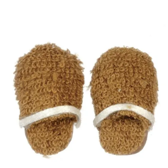 Brown & White Dollhouse Doll Men's Slippers