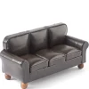 Brown Leather Dollhouse Miniature Sofa