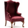 Burgundy Dollhouse Miniature Wingback Chair