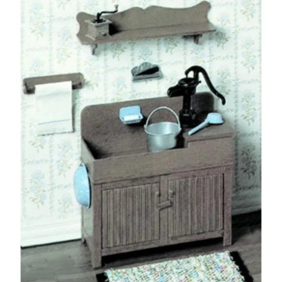 Chrysnbon Dollhouse Miniature Dry Sink Kit
