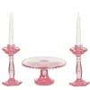 Chrysnbon Pink Dollhouse Miniature Cake Plate & Candles