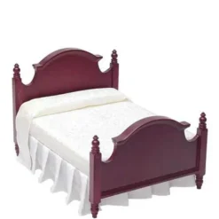 Classic Mahogany Dollhouse Miniature Double Bed