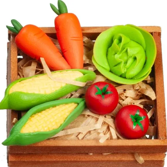 Crate of Dollhouse Miniature Vegetables