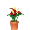 Dollhouse Miniature Anthurium in a Clay Pot