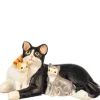 Dollhouse Miniature Black & White Cat with Kittens