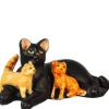 Dollhouse Miniature Black Cat with Kittens