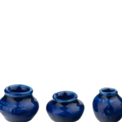3 Dollhouse Miniature Blue Vases