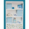 Dollhouse Miniature Blue Accented Bath Cabinet