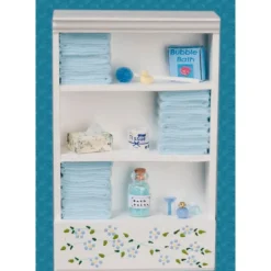 Dollhouse Miniature Blue Accented Bath Cabinet