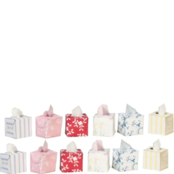 12 Dollhouse Miniature Boxes of Tissues