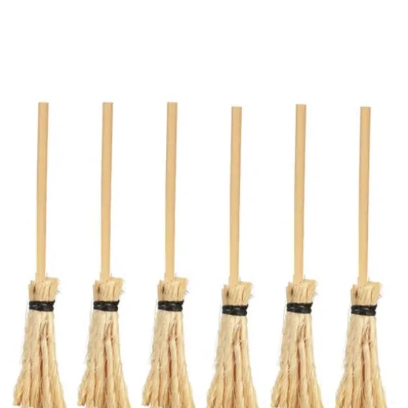 6 Dollhouse Miniature Brooms