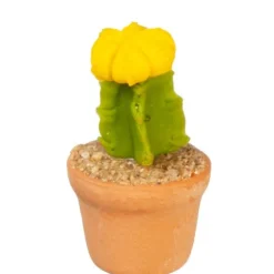Dollhouse Miniature Cactus with a Yellow Flower