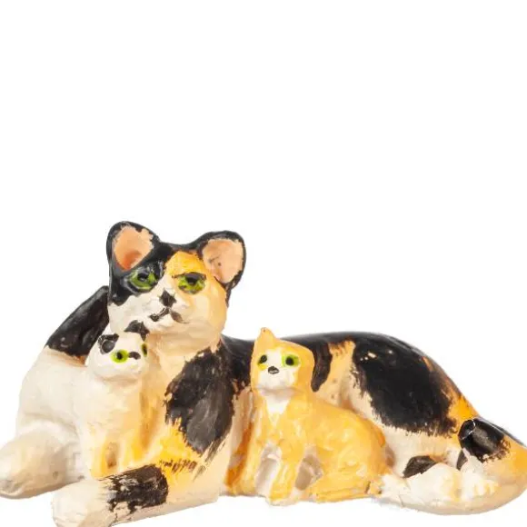Dollhouse Miniature Calico Cat with Kittens