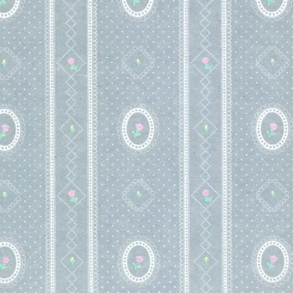 Dollhouse Miniature Cameo Blue Stripe Wallpaper