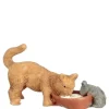 Dollhouse Miniature Cat & Mouse Drinking Milk