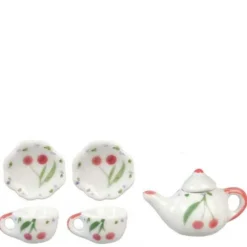 Dollhouse Miniature Cherry Tea Set