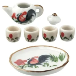 Dollhouse Miniature Chicken Tea Set