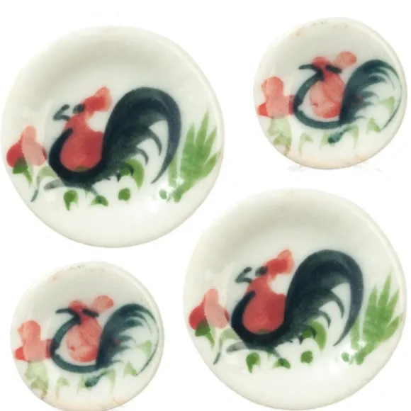 Dollhouse Miniature Chicken Ceramic Plates
