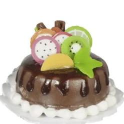 Dollhouse Miniature Chocolate Cake with Fruit