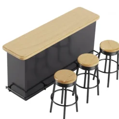 Dollhouse Miniature Counter with Stools
