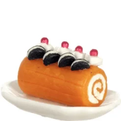 Dollhouse Miniature Cream Roll Cake