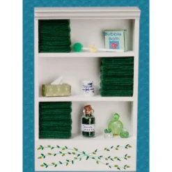 Dollhouse Miniature Dark Green Accented Bath Cabinet