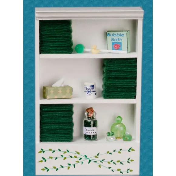 Dollhouse Miniature Dark Green Accented Bath Cabinet
