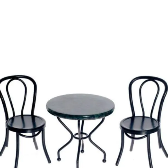 Dollhouse Miniature Dining Set with Marble Top Table