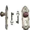 Dollhouse Miniature Door Knobs with Purple Knobs & Keys