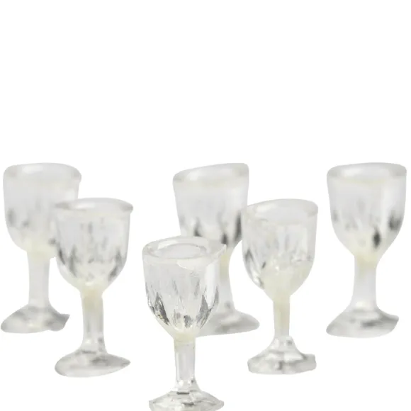 6 Dollhouse Miniature Filled Glasses
